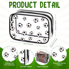 Kacctyen soccer clear makeup bag side view showing transparency for easy finding