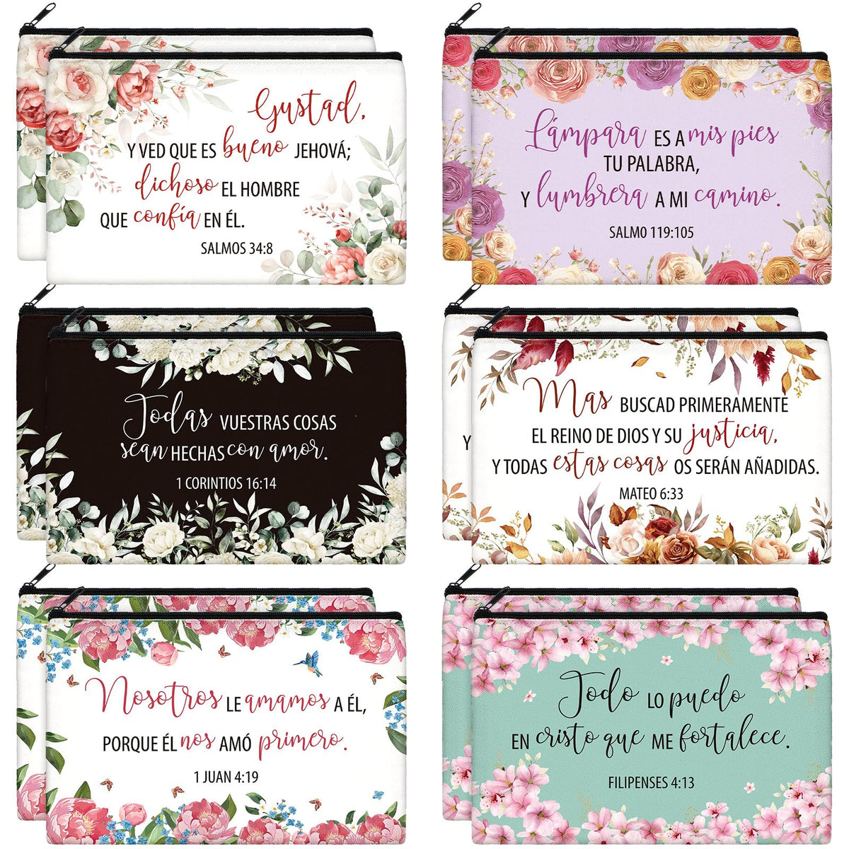 Kacctyen Spanish Bible cosmetic bag with floral design for daily makeup organization