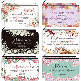 Kacctyen Spanish Bible cosmetic bag with floral design for daily makeup organization