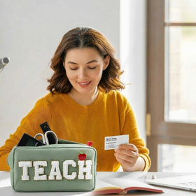Kacctyen teach bag nylon-chenille material offers durability and easy cleaning.