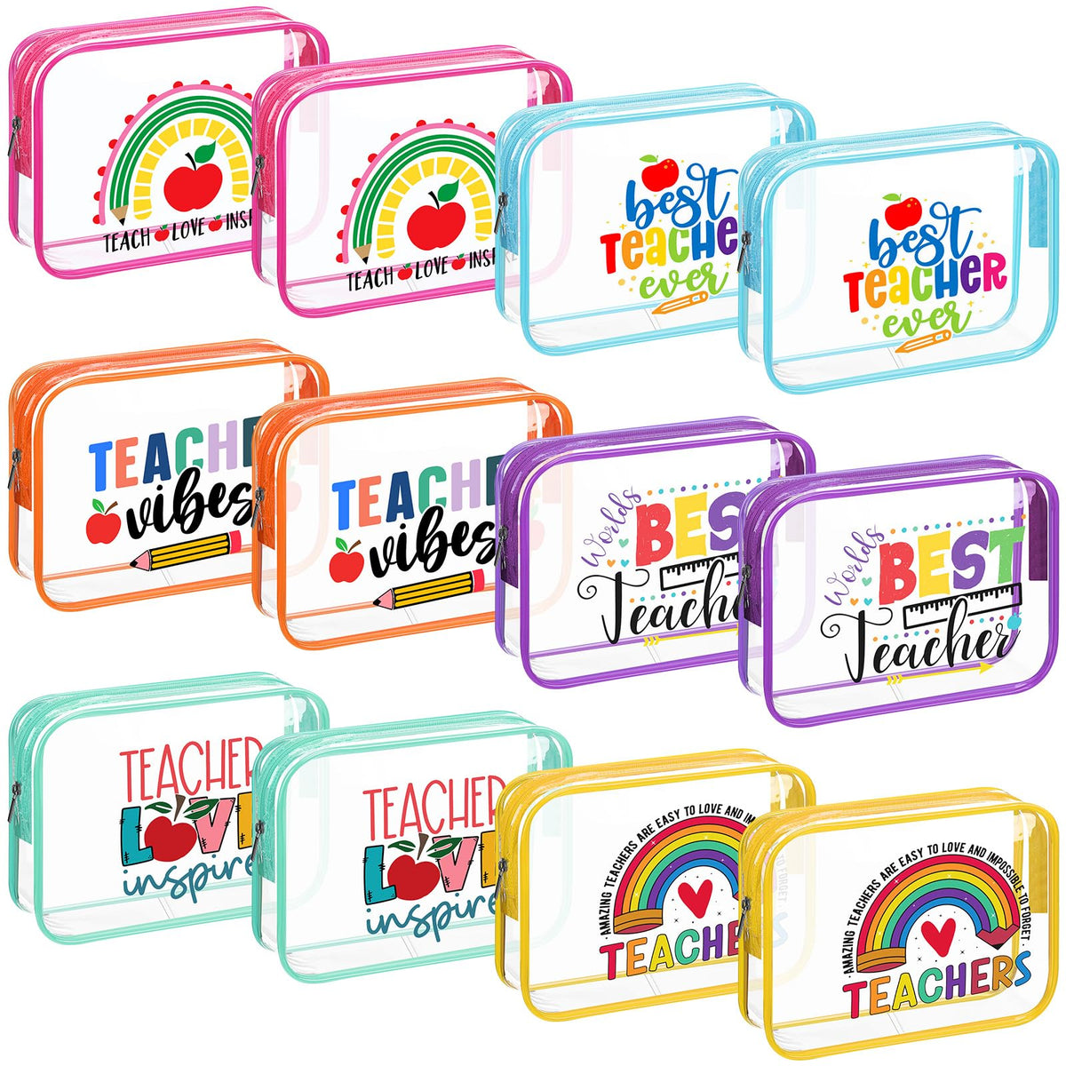 Kacctyen teacher appreciation clear makeup bag 12-pack keeps classroom supplies visible and organized.