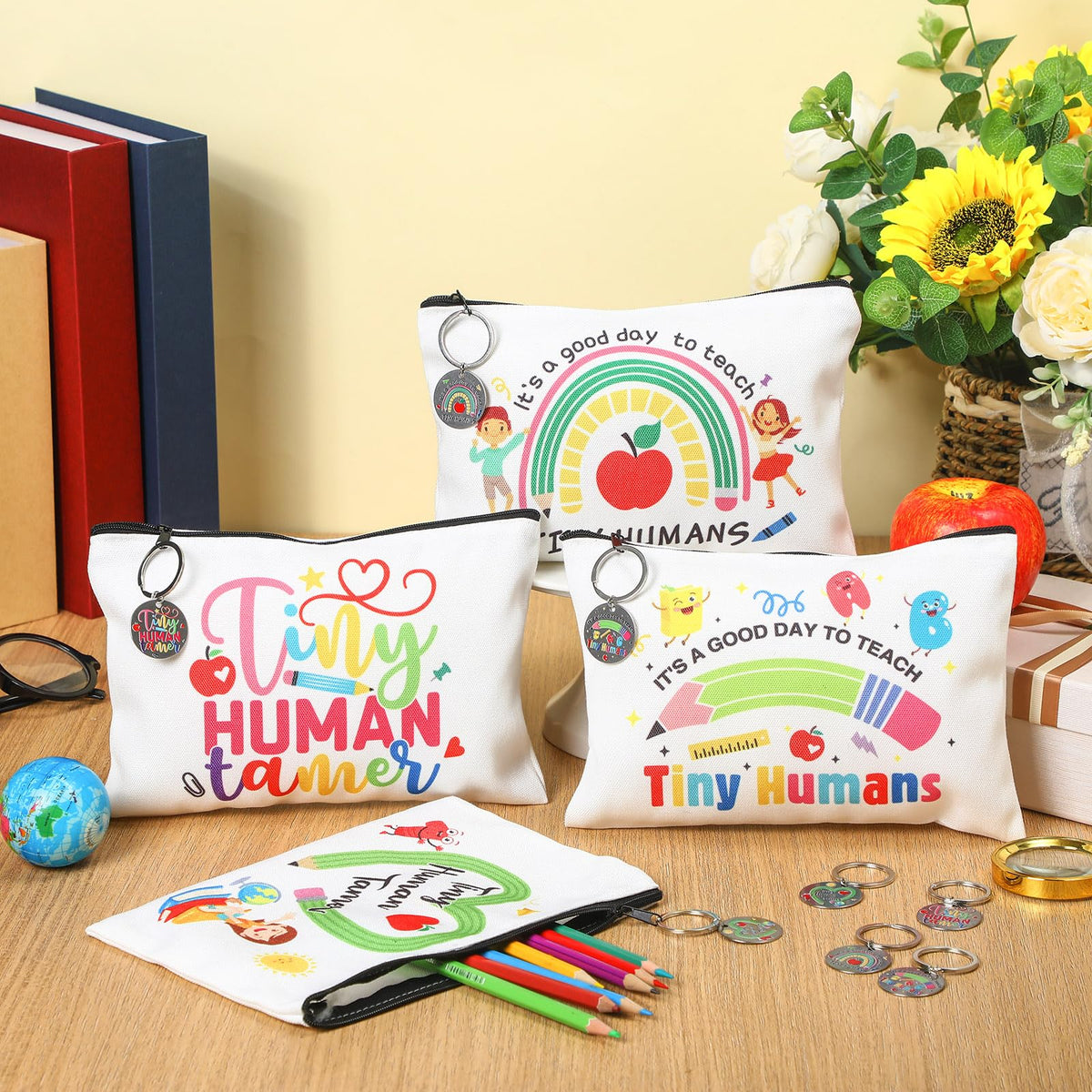 Kacctyen Tiny Humans keychain style 03, durable gift for teachers and staff
