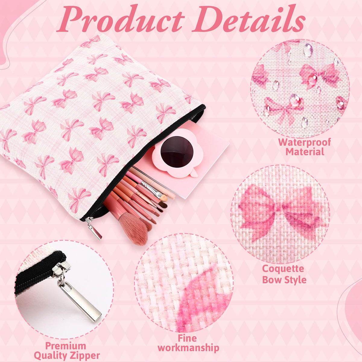 Kacctyen waterproof linen makeup bag set, protects essentials during daily outings.