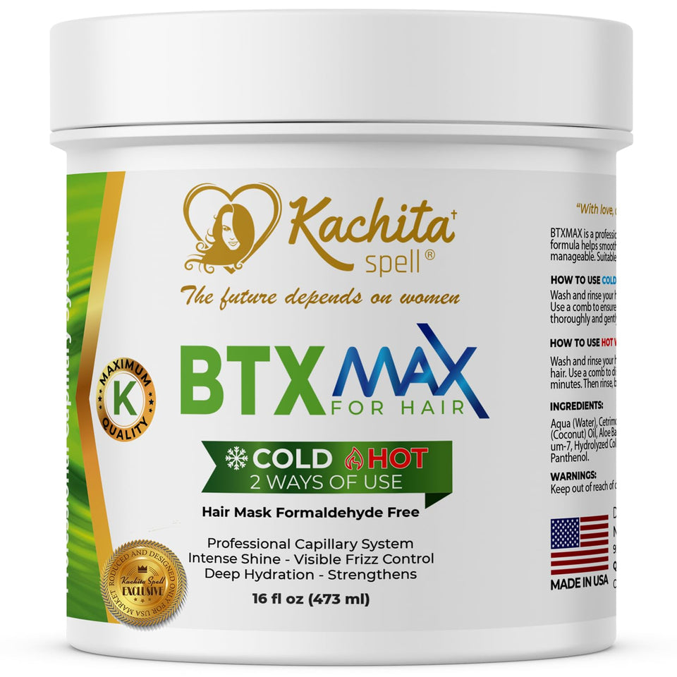 Kachita Spell BTXMAX deep-conditioning hair mask jar for moisture and softness.