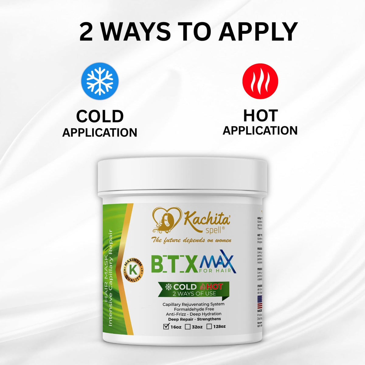 Kachita Spell BTXMAX results showing frizz reduction and shine.
