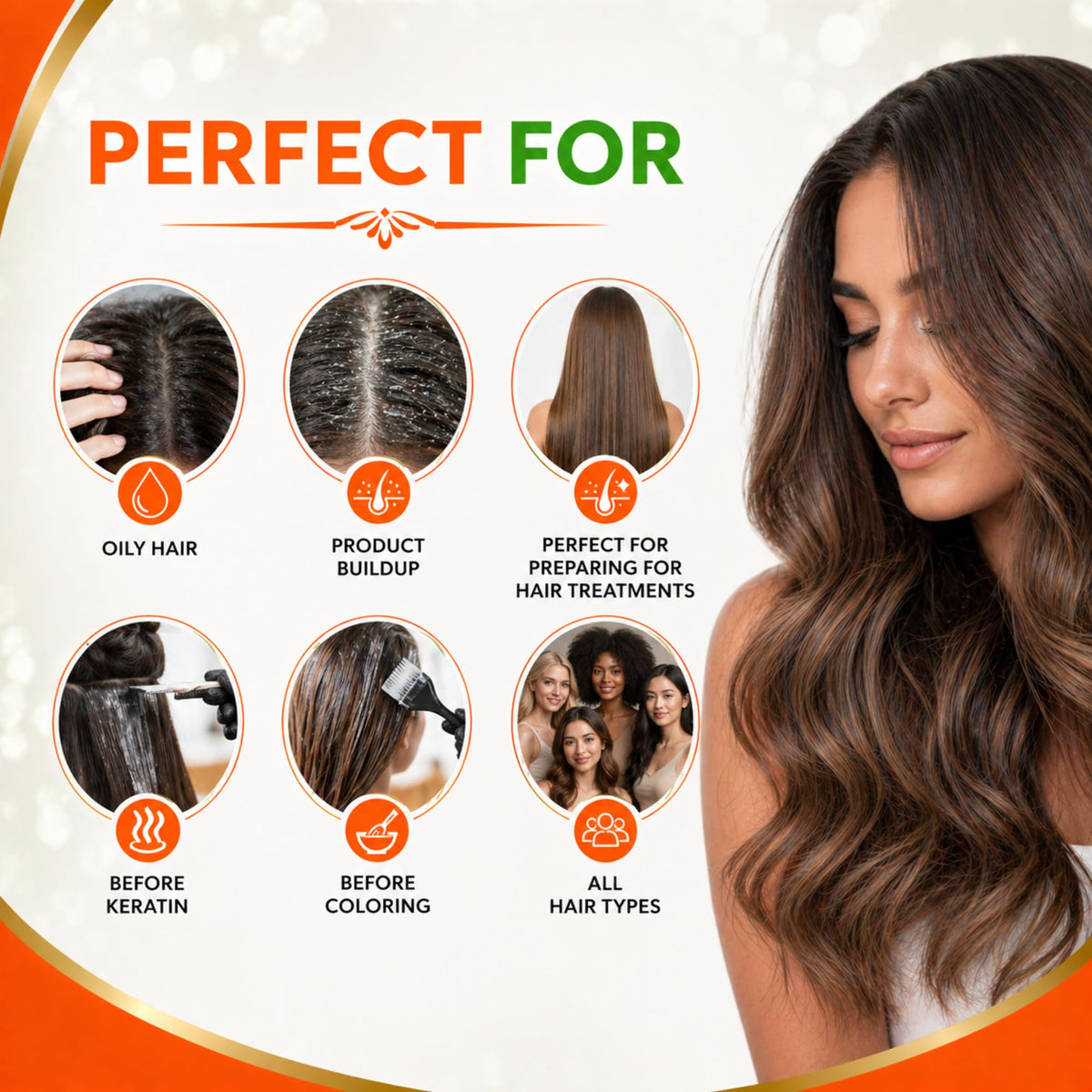 Kachita Spell Clarifying Shampoo clarifies hair for lightweight, refreshed feel.
