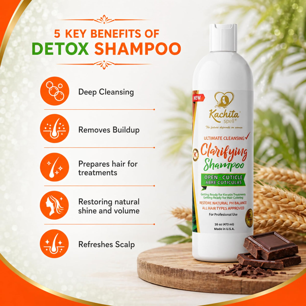 Kachita Spell Clarifying Shampoo foamy lather demonstrates rich cleansing.