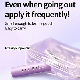 KAHI Eye Balm on finger demonstrates soothing, gentle application under the eyes.