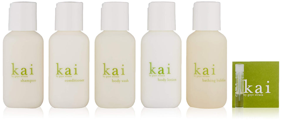Kai bath travel set packaging with reusable hemp bag for on-the-go routines