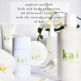 Kai Body Buffer usage tip visual showing scrub and rinse in a bath.