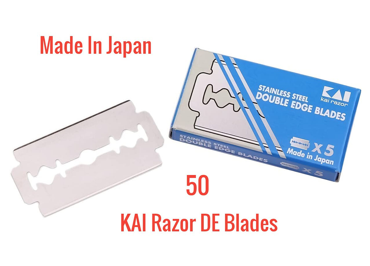 Kai Cutlery daily shaving setup with stainless blades for clean, confident trims.