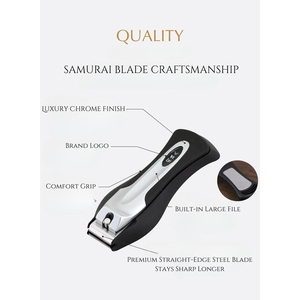 Kai ergonomic grip design enables comfortable one-handed use.