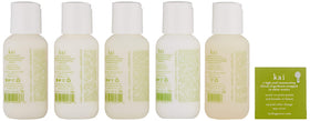 Kai travel shampoo and conditioner bottles in compact TSA-friendly packaging
