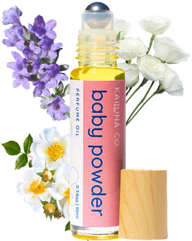 Kailuna Co. Baby Powder roll-on bottle, compact and travel-ready for on-the-go fragrance