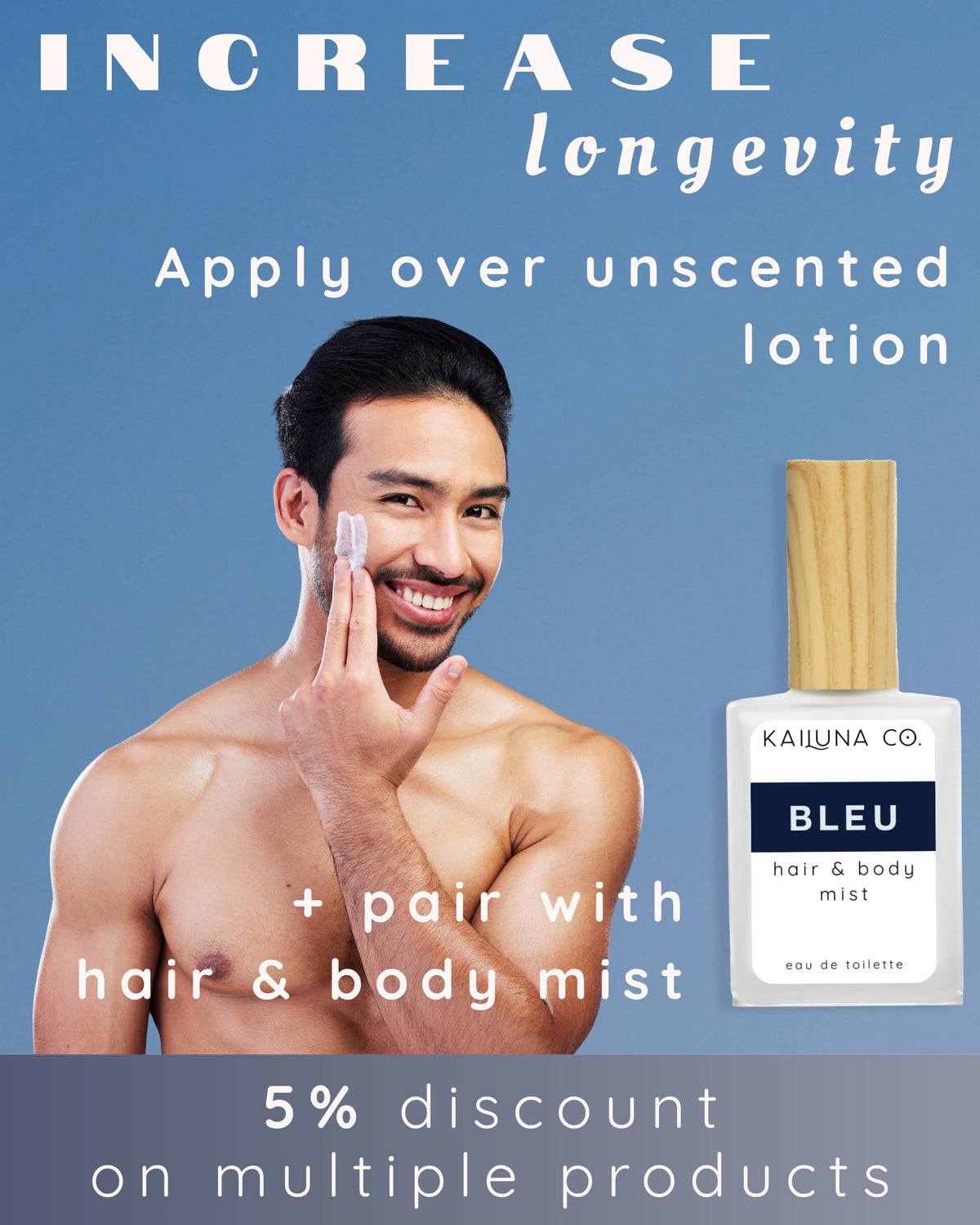 Kailuna Co. Bleu alcohol-free vegan formula suitable for sensitive skin.