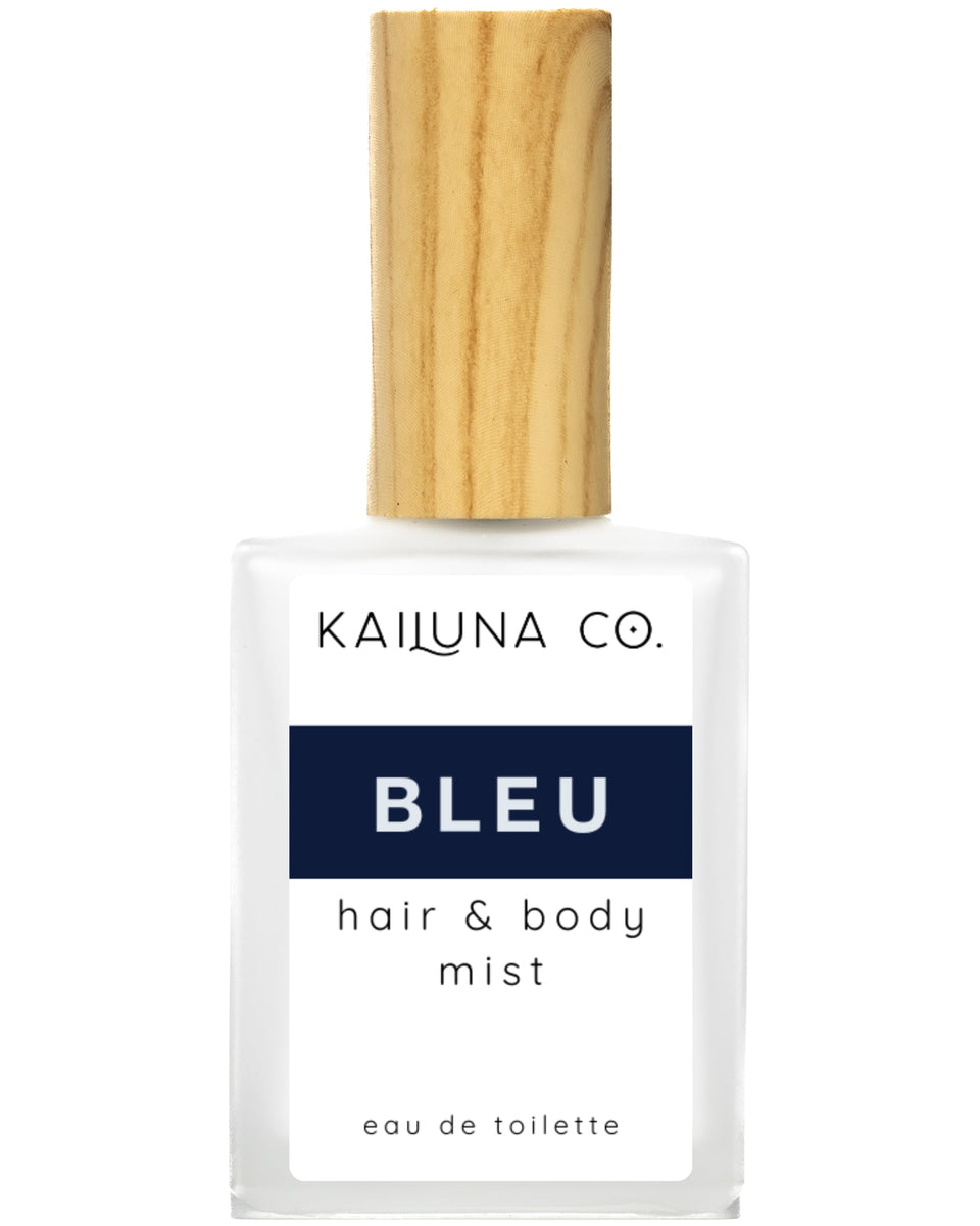 Kailuna Co. Bleu for Men mist bottle shows alcohol-free refreshment on the go.