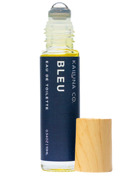 Kailuna Co. Bleu for Men roll-on packaging shows compact design for on-the-go fragrance.