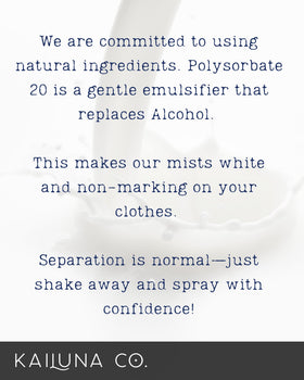 Kailuna Co Santal ingredients label emphasizing pure oils and water base