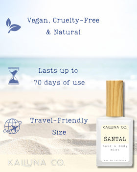Kailuna Co Santal mist spray in action to refresh between activities