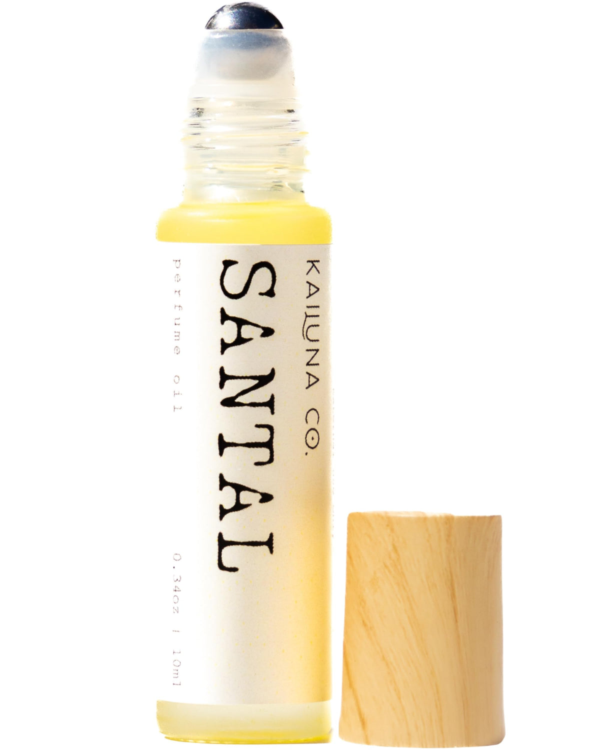 Kailuna Co. Santal roll-on bottle front, compact travel-friendly design for on-the-go scent.