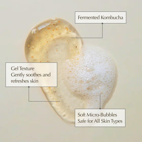 KAINE gel texture cleanser with green tea flakes ready for a deep, refreshing cleanse
