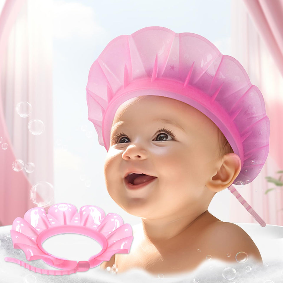 Kair Baby Bath Visor seashell pink provides a gentle seal to keep water out of eyes