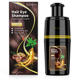 KAISASA Brown Hair Dye Shampoo bottle displaying the 3-in-1 color care.
