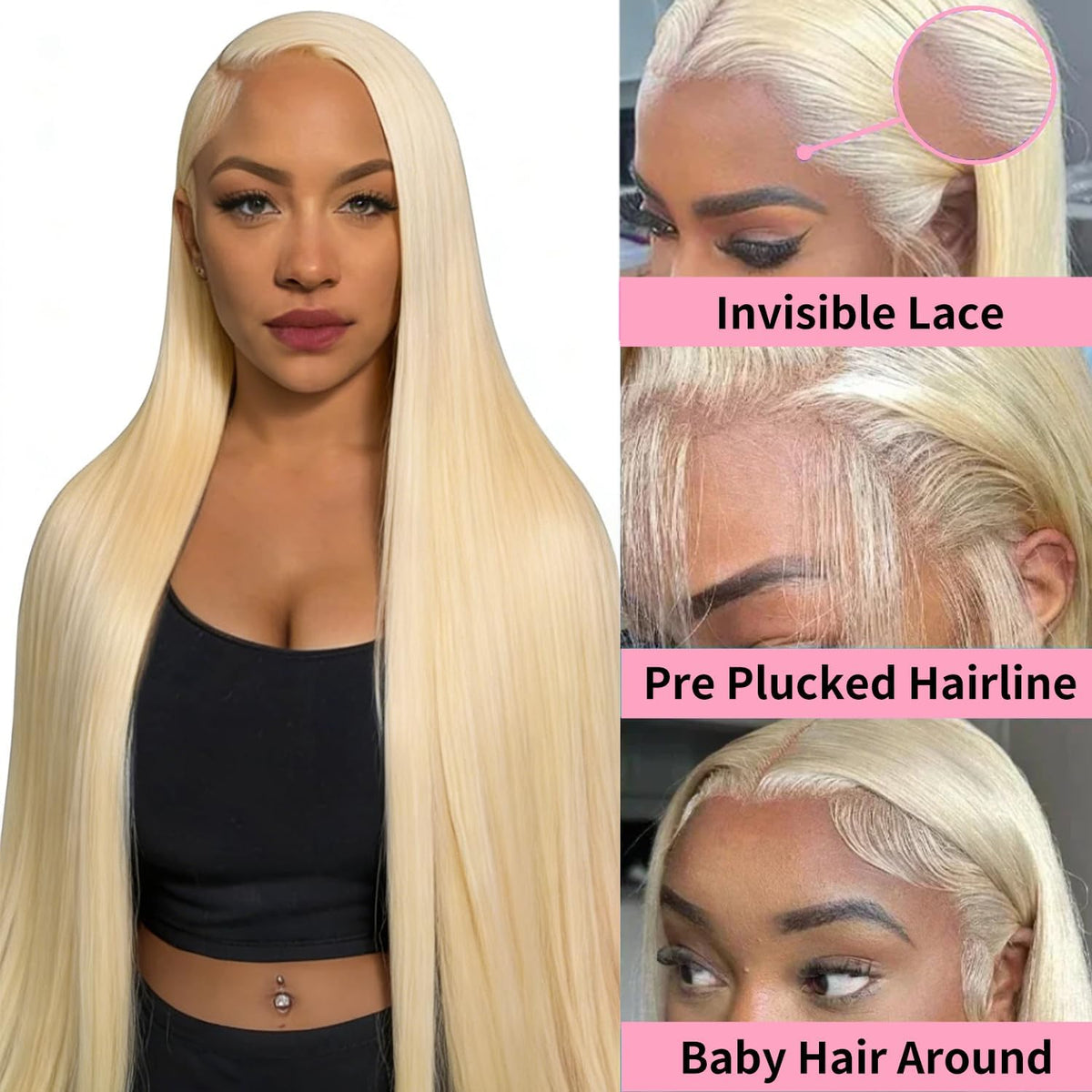 Kaithlypo 613 lace front wig side view highlights smooth texture and versatile parting options.