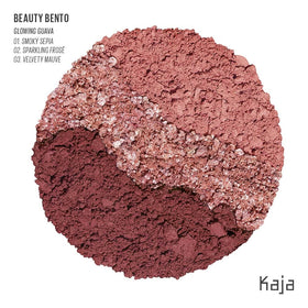 Kaja Beauty Bento Glowing Guava swatches show rich pigment and blendable texture.