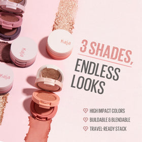 Kaja shows an application tool image for precise, effortless blending with the trio.