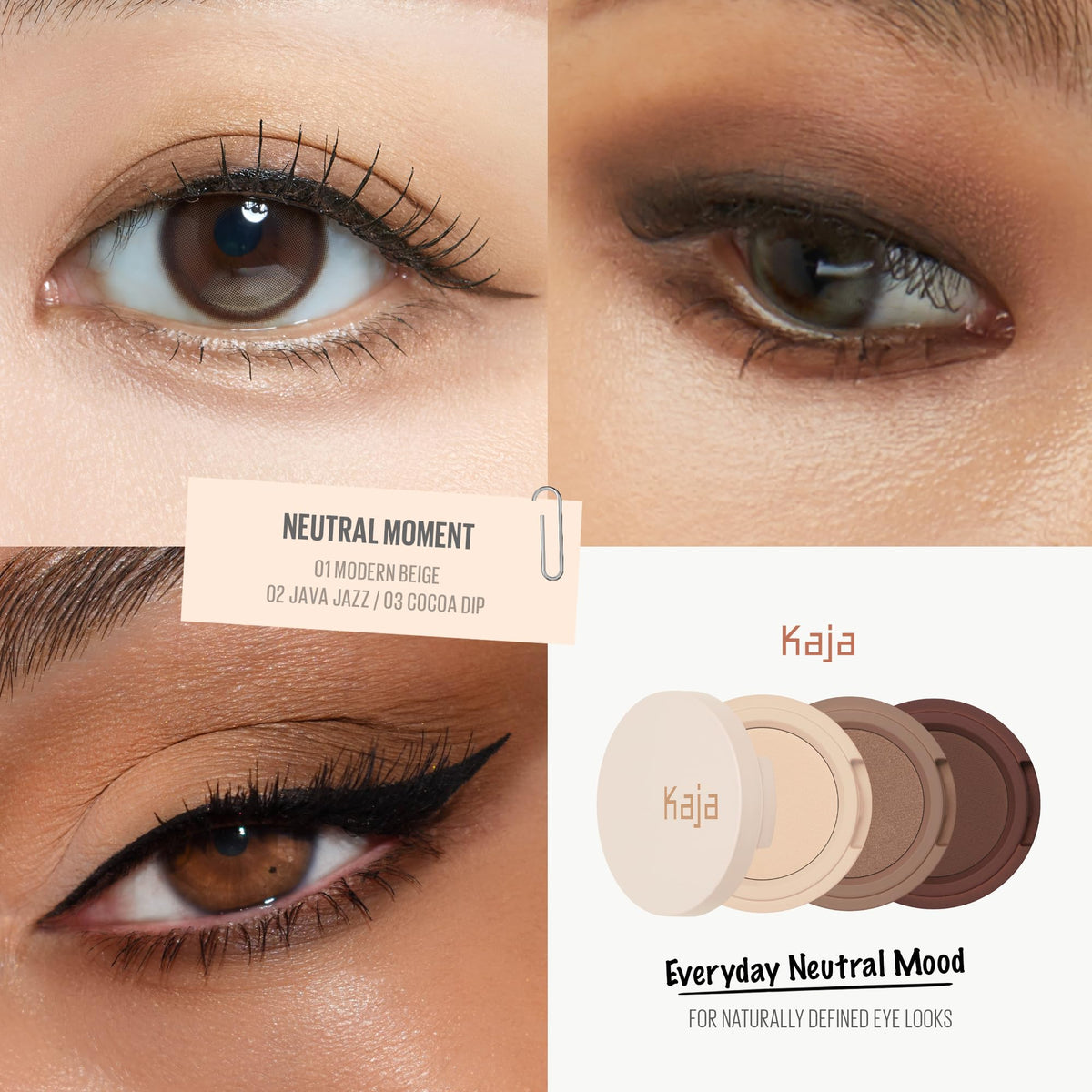 Kaja Bento Bouncy Eyeshadow Trio compact fits easily in a purse for on-the-go shading.
