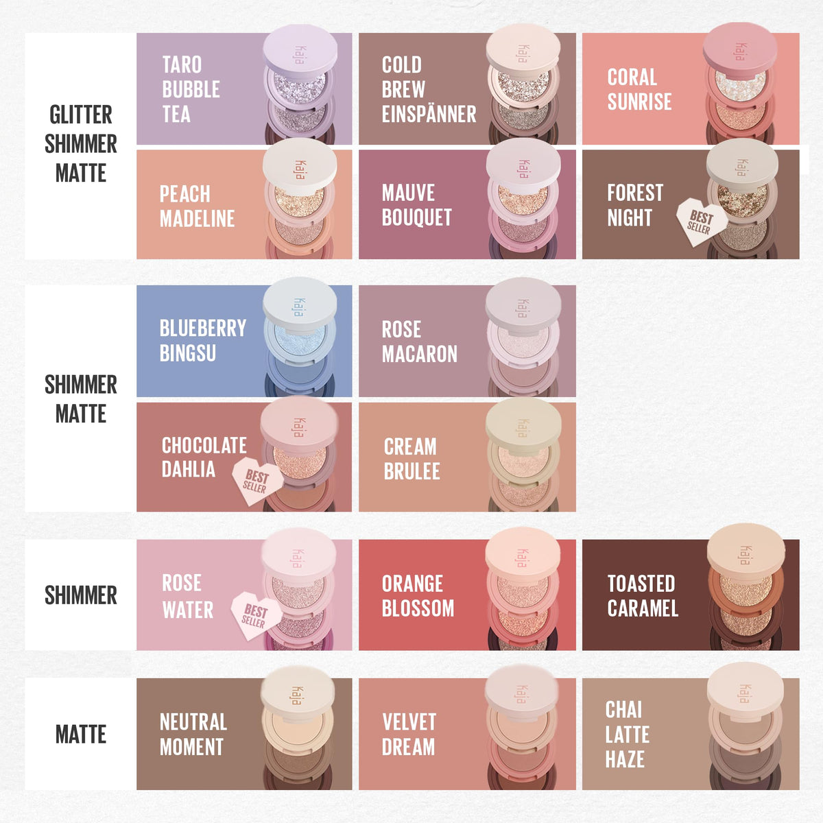 Kaja Bento Bouncy Eyeshadow Trio close-up highlights glow and depth for natural definition.