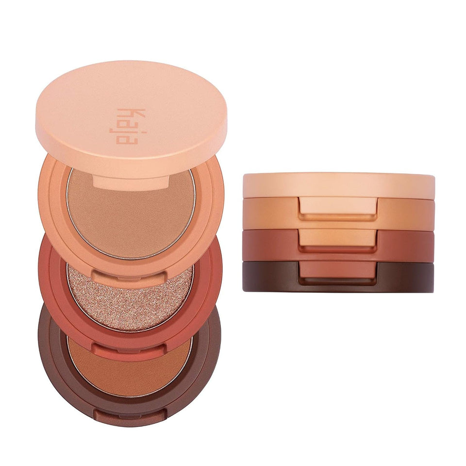 KAJA Bento Bouncy Shimmer Trio in Warm Honey tones with fingertip-friendly application.