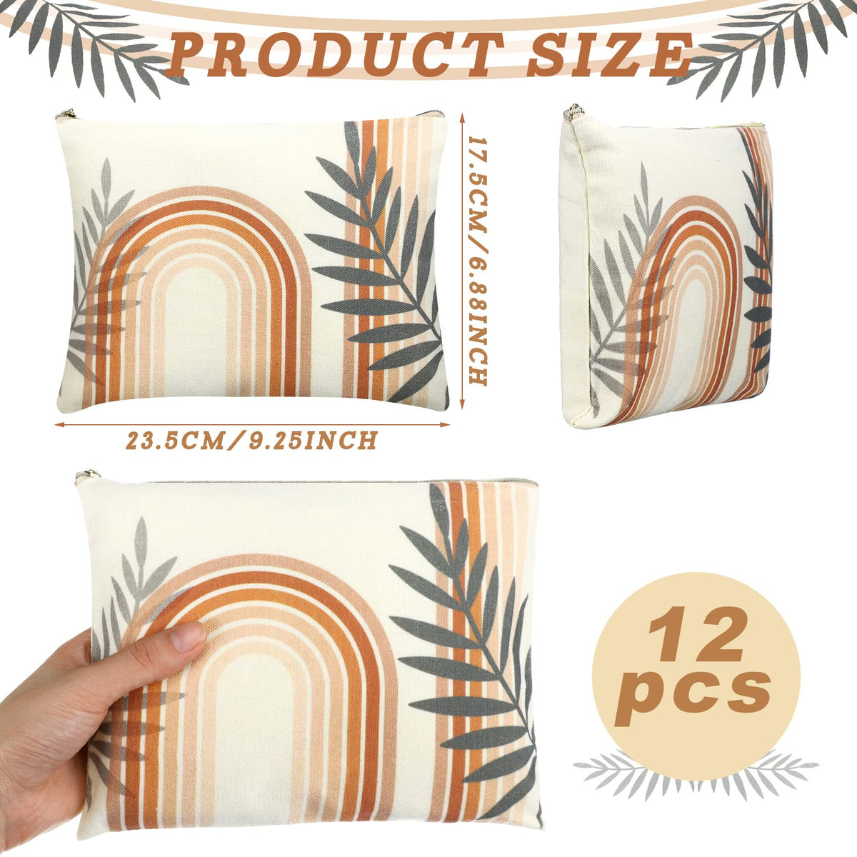 Kajaia bag with palm leaf pattern ideal for travel and everyday cosmetics.