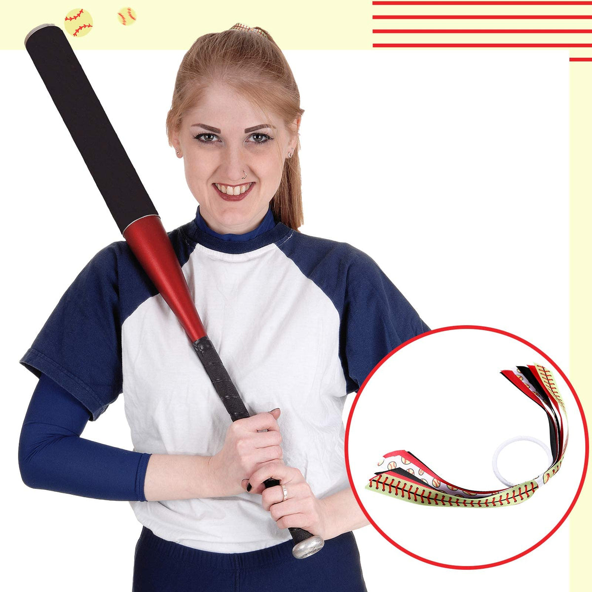 Kajaia baseball gift ponytail holder, colorful and versatile