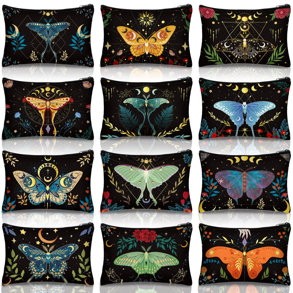 Kajaia butterfly makeup bags collection cover with gothic prints for stylish travel storage