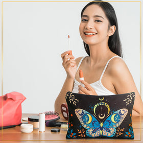 Kajaia canvas makeup bag durable fabric shown in side view for everyday use