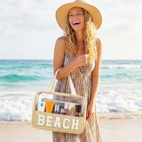 Kajaia versatile bag for cosmetics, toiletries, swimsuits, and sunscreen.
