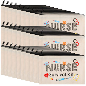 Kajaia nurse survival kit bag, front view in beige, compact for on-shift essentials.