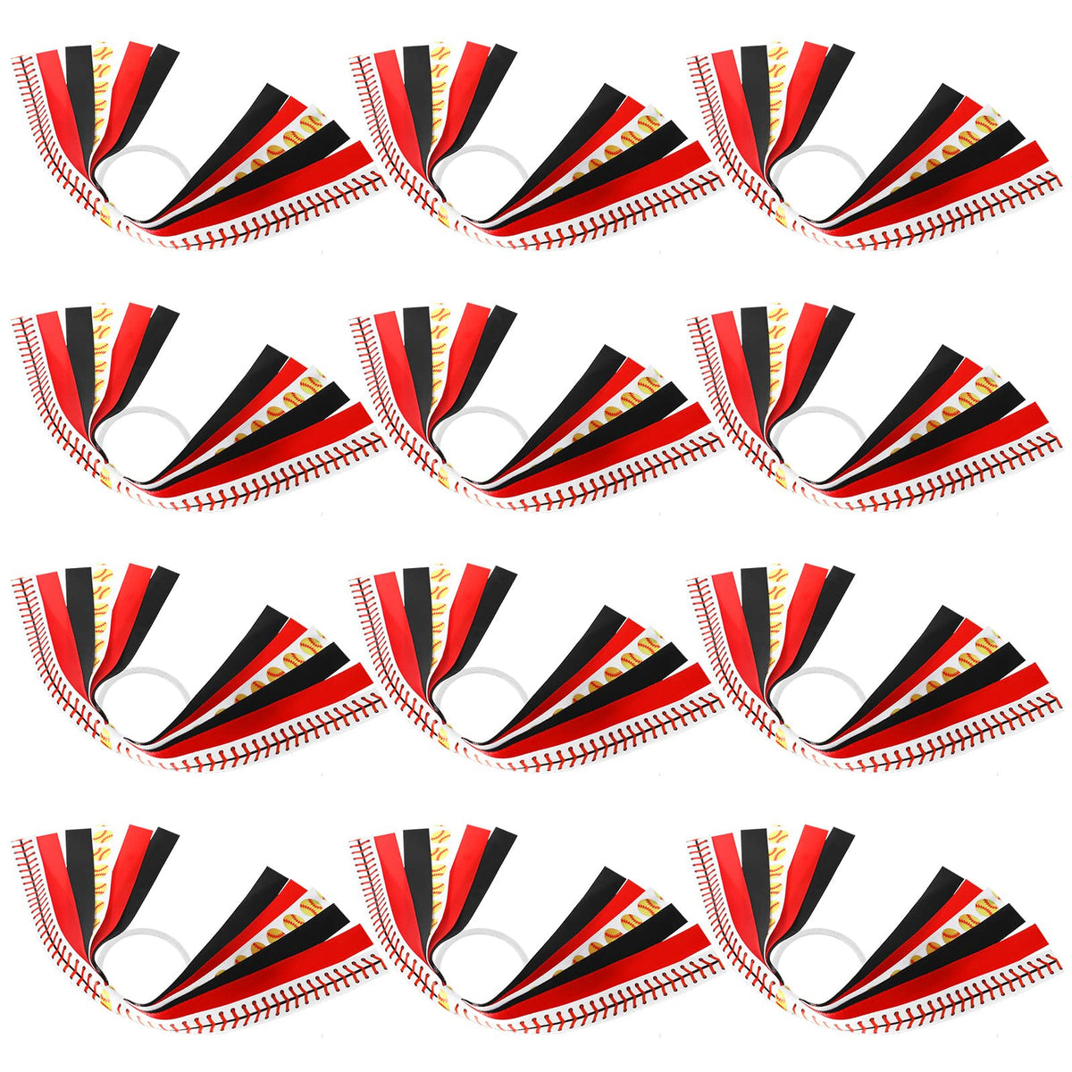 Kajaia softball hair ties in red offer bright team styling and secure ponytails