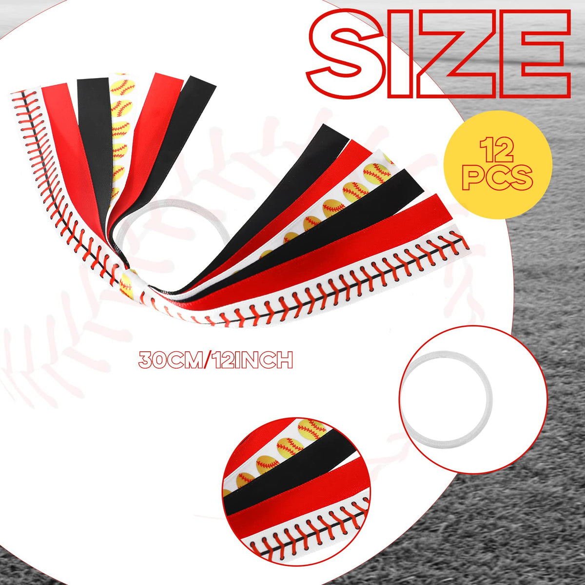 Kajaia softball hair ties close-up shows durable ribbon texture and vivid color