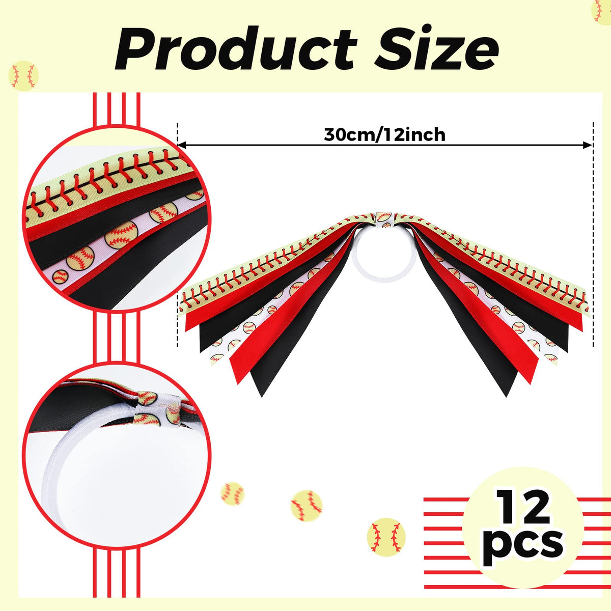 Kajaia softball hair ties with ribbon patterns for bright team looks