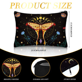 Kajaia tarot moth print closeup highlighting durable canvas and secure zipper