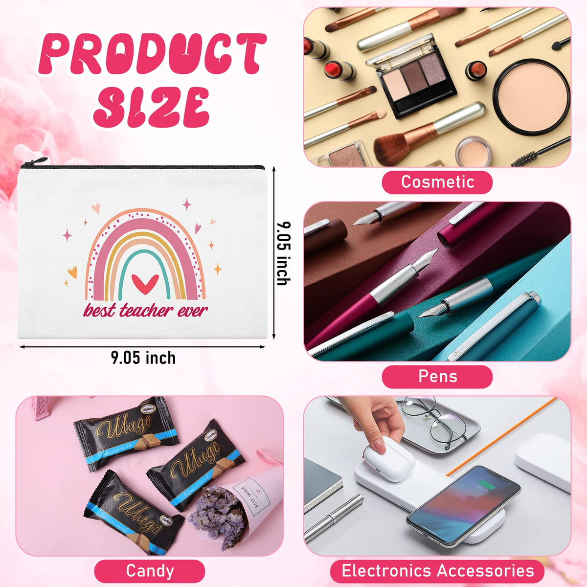 Kajaia zipper pouch protects cosmetics while traveling.