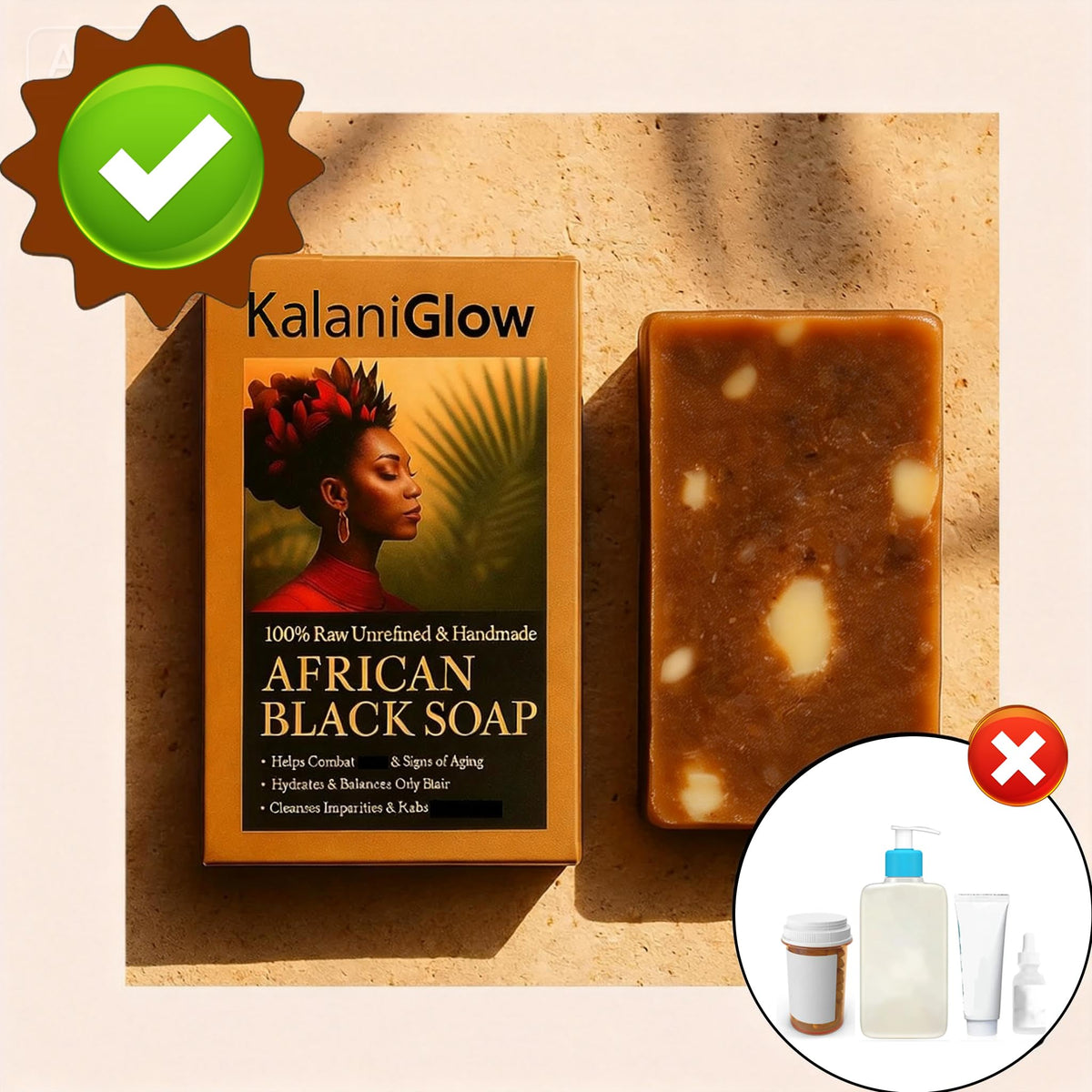 Pure natural handmade Kalani Glow soap crafted with traditional Moroccan methods