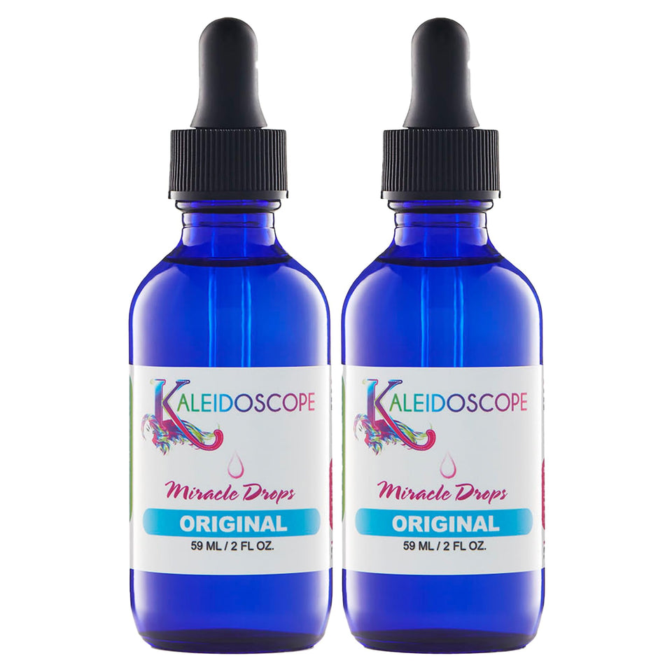 Kaleidoscope Miracle Drops bottle pour showing fast-absorbing scalp oil