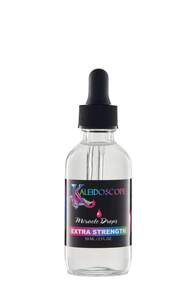 Kaleidoscope Miracle Drops Extra Strength bottle with a refreshing peppermint aroma for scalp care.