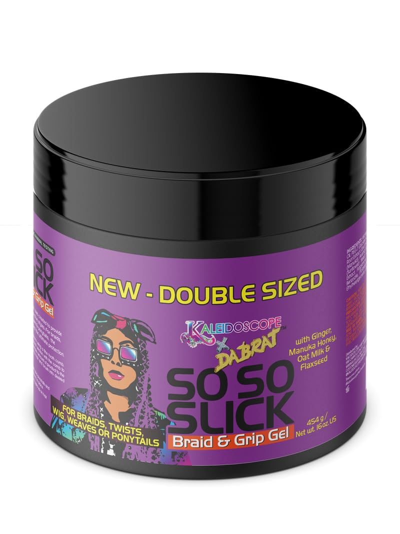 Kaleidoscope Miracle Drops So So Slick Braid Gel bottle pour for strong braid grip.