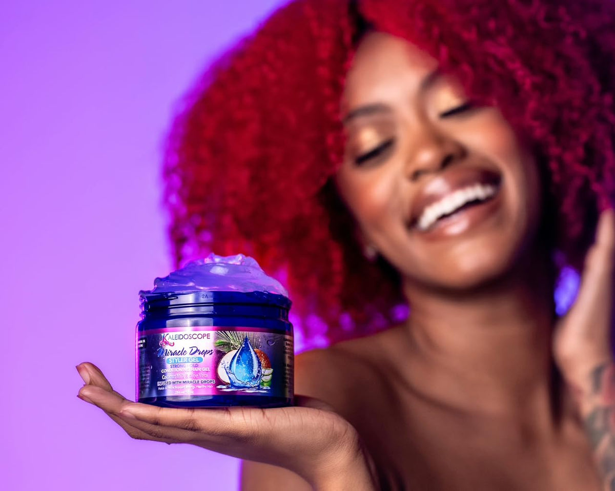 KALEIDOSCOPE MIRACLE DROPS Styler Gel easy application on damp or dry hair.