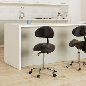 Kaleurrier Saddle Stool backrest surrounds your back for added comfort.